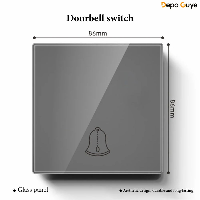 Grey Tempered Glass UK Standard 13A Wall Switch Socket with LED USB Type-C TV CAT6 Data Outlet British Electrical Wall Panel