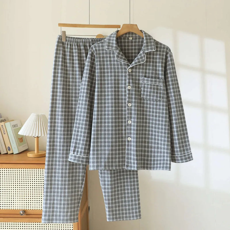 Plaid Pajamas Set Sleepwear Women Home Wear Autumn Winter New Couple Set Long Sleeves Pyjamas Suit Pijama Women Men Loungewear