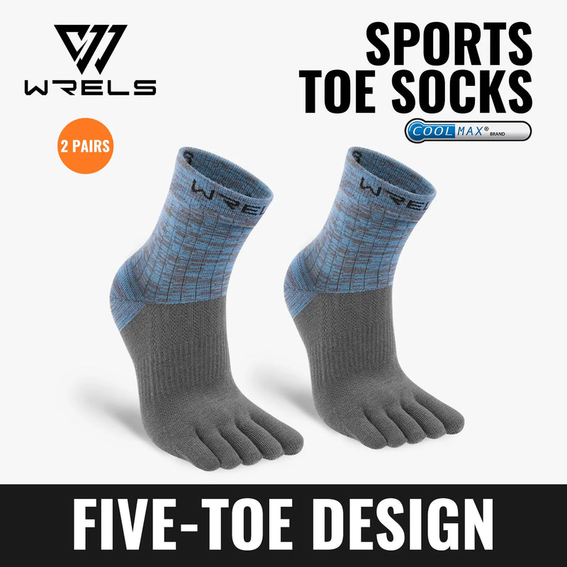 WRELS 1/2/3pairs COOLMAX Five Finger Socks for Men Women Running Athletic Breathable Quick Dry Soft Compression Toe Sports Socks