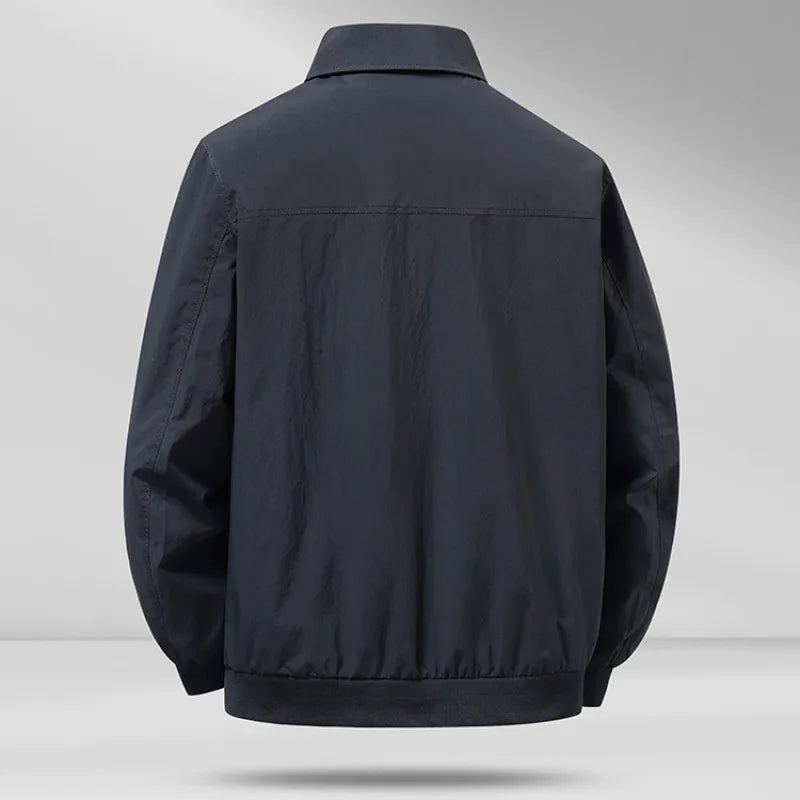 Men's Casual Turn-down Collar Jacket Lightweight Windproof Anti-Wrinkle Zip Front Spring Autumn Coat