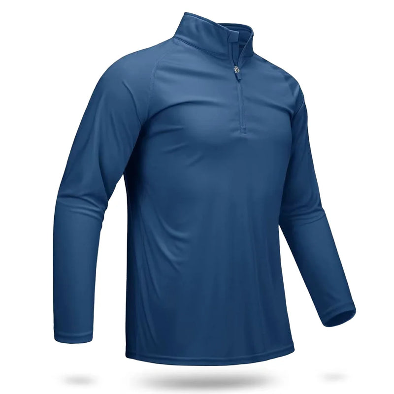 TACVASEN UPF 50+ T-shirts Men's 1/4 Zip UV Protection Long Sleeve T Shirts Fishing Hiking Performance Tee Shirts Pullover Tops