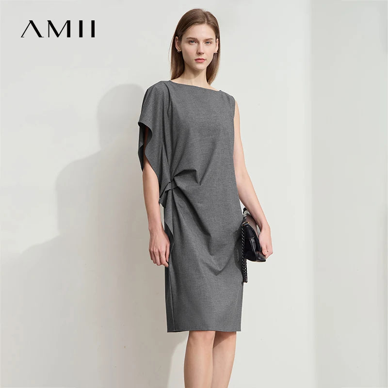 រ៉ូបនារី Amii Minimalist រដូវក្តៅឆ្នាំ ២០២៥ រ៉ូបដៃខ្លីរាងអក្សរ H ថ្មីសម្រាប់ធ្វើដំណើរ សម្លៀកបំពាក់នារីឆើតឆាយ 12522022