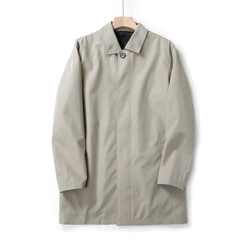 Men Mid - Length Trench Coat - Outdoor & Casual Business Style Water - Resistant Perfect  Autumn/Spring Business Men's Clothing