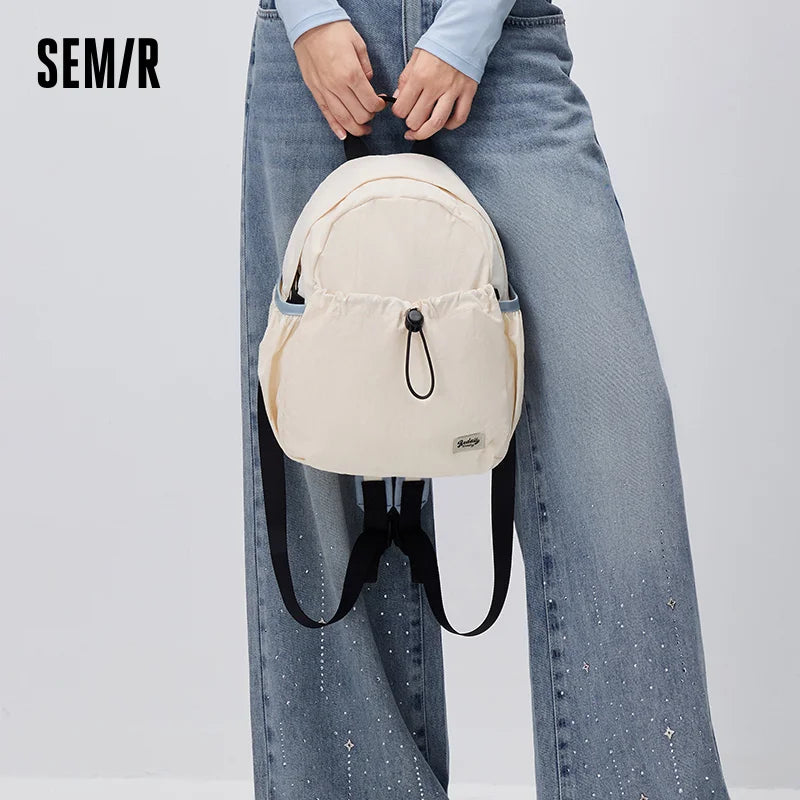 Semir Women Backpack Contrast Strap Lightweight Commuter Casual Style Daily Travel Student Carry Bag Daily Wear 2026