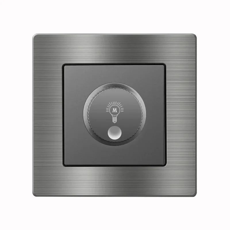 Metal grey Eu wall light switch,Stainless steel universal usb rechargeable electrical socket,220V dimmer speed control switch