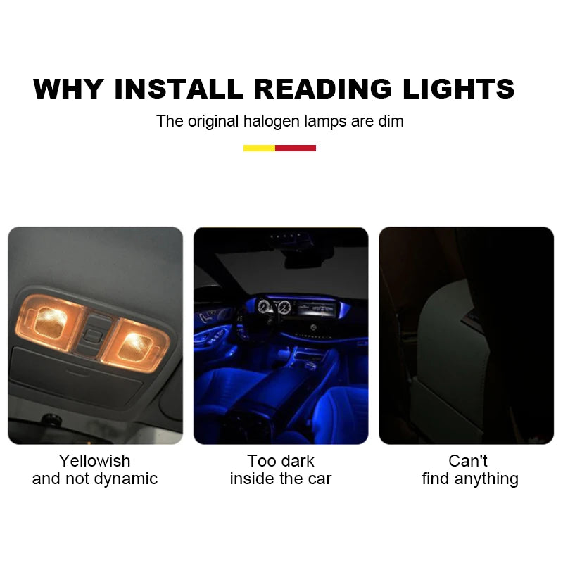 SEAMETAL 54/108LED 12-24V Car Reading LED Night Strip Light Interior Light Ceiling Lamp with On Off Switch for Van Lorry Truck
