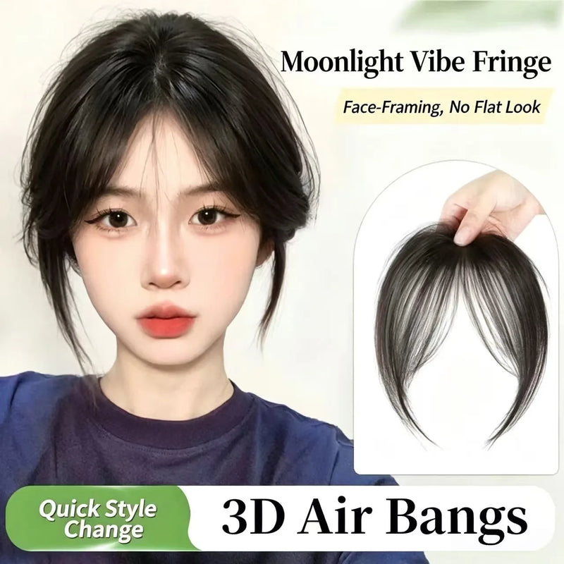 3D Face‑Framing Air Bangs Wig Piece Synthetic Hair Invisible Clip‑In Bangs For Women High‑Crown Hairpiece Cover Receding Hairlin