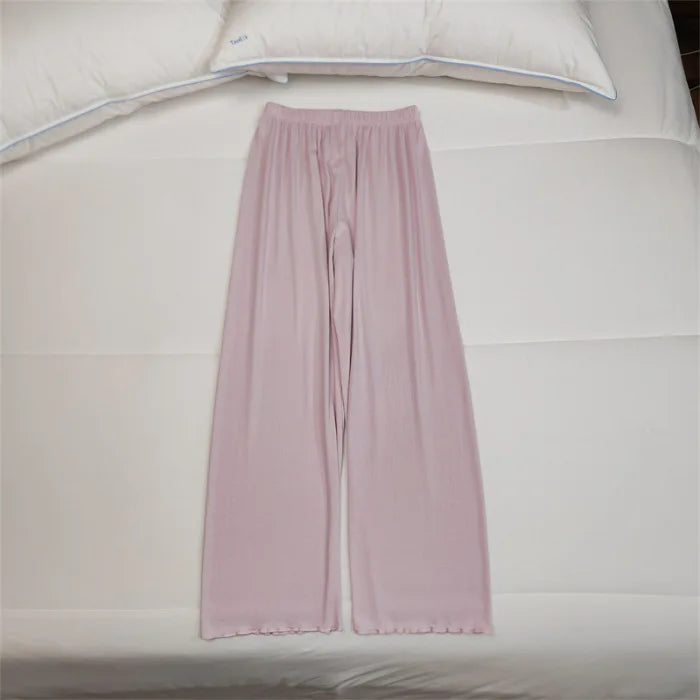 Pajama Pants Sleepwear Women Loungewear Spring Summer Lounge Bottoms Elastic Waist Home Pants Pajama Homewear Loose Trousers
