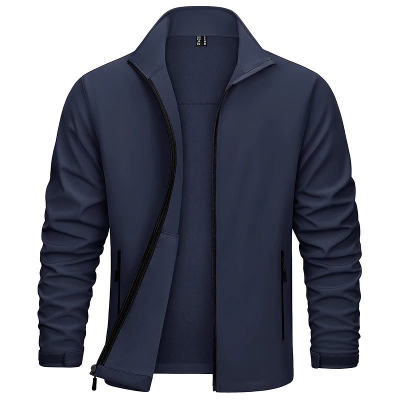 TACVASEN Men's Outdoor Waterproof Hiking Jackets Full Zip Up Fleece Work Jacket Coat Trekking Camping Fishing Windbreaker Male