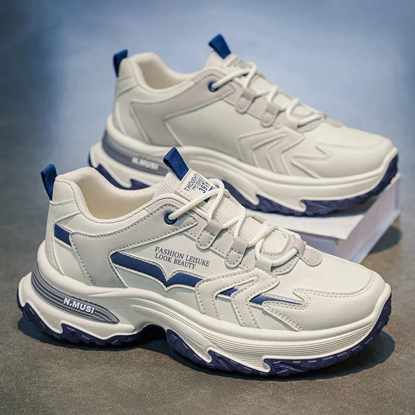 Chunky sneakers four seasons Men's thick-sole breathable casual outdoor running shoes fashion soft-sole anti-slip sports shoes