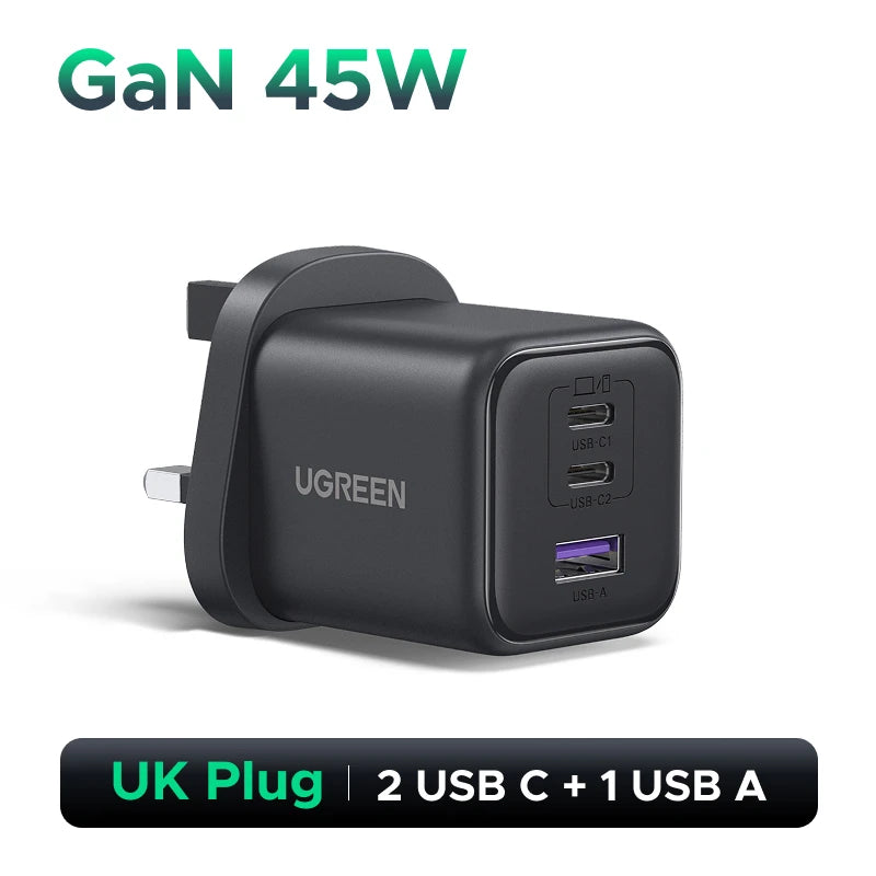UGREEN 45W GaN Charger PPS QC3.0 PD3.0 USB C Fast Charger For Samsung S25 S24 Ultra iPhone 17 16 15 Pro Max iPad Xiaomi Tablet