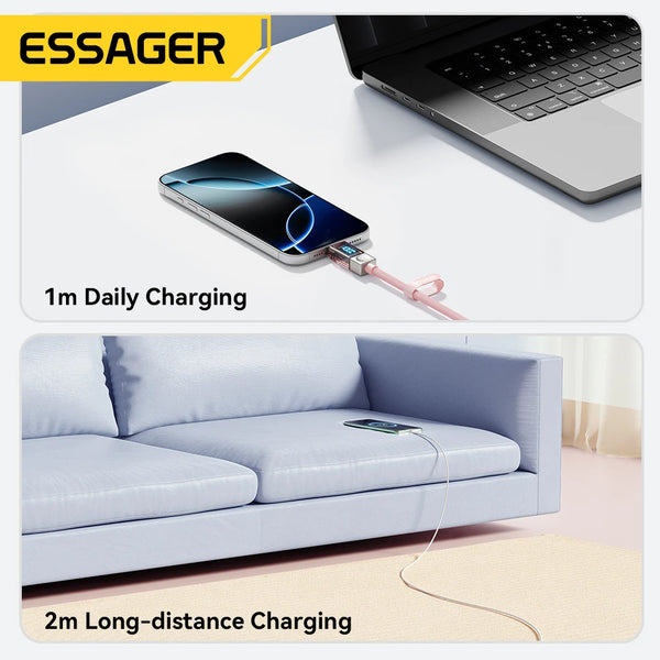 ខ្សែសាក USB Essager សម្រាប់ iPhone 14 13 12 11 Pro Max XS PD 29W សាកថ្មលឿន Type C ទៅ Lighting Data Cord