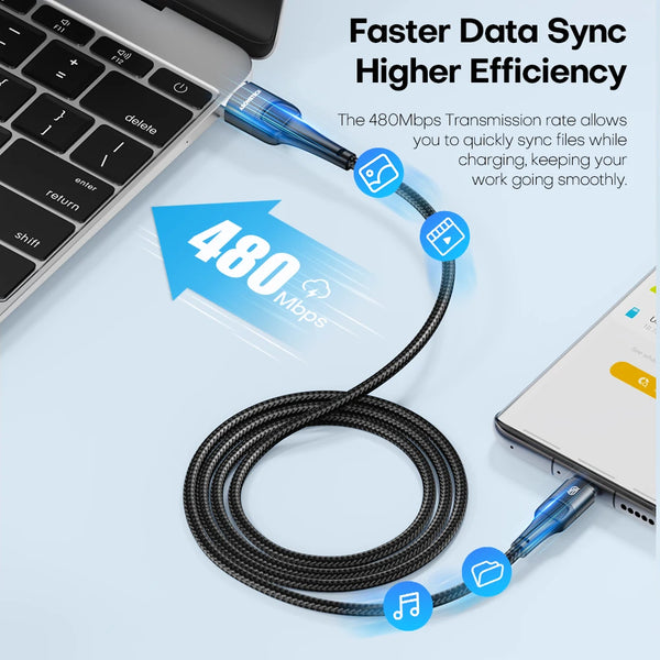 ខ្សែសាក USB ប្រភេទ C 7A 100W សាកលឿន ខ្សែសាកទិន្នន័យ សម្រាប់ Huawei P40 Samsung Realme OPPO Oneplus ស្មាតហ្វូន ខ្សែ USB ប្រភេទ C