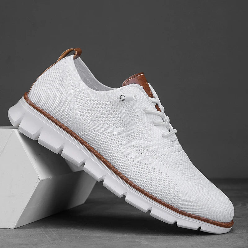 Men Flying Woven Brogue Dress Shoes Breathable Lightweight Business Casual Walking Sneakers for Men Extra Large Size EU 48 49 50