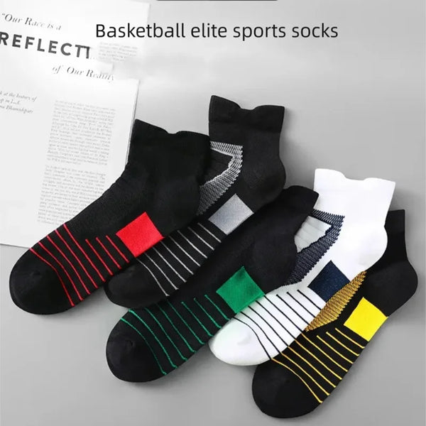 WRELS 1/2/3 Pairs Athletic Ankle Socks Cushioned Moisture Wicking No Show Socks Seamless Non‑Slip Breathable Running Sports Sock