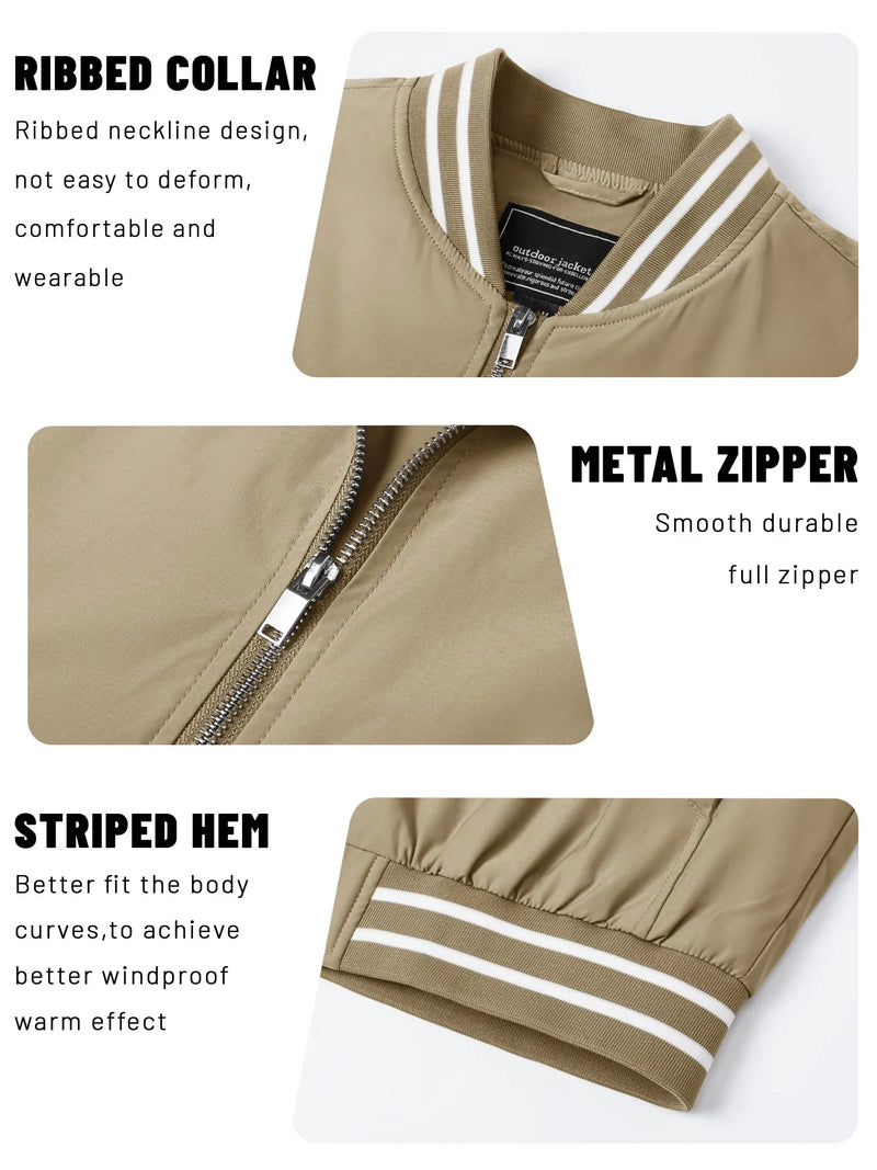 TACVASEN Mens Lightweight Waterproof Bike Jackets Windproof Warm Outdoor Jackets Spring Fall Zip Up Coat With Pockets