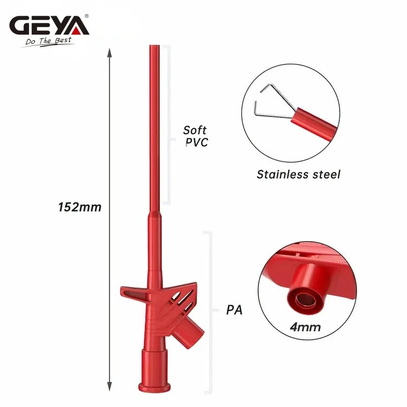 ឈុត ទំពក់ សាកល្បង រហ័ស GEYA 2PCS វ៉ុលខ្ពស់ 1000V ដែលអាចបត់បែនបាន ប្រដាប់ សាកល្បង អ៊ីសូឡង់ វិជ្ជាជីវៈ ជាមួយ រន្ធ 4mm