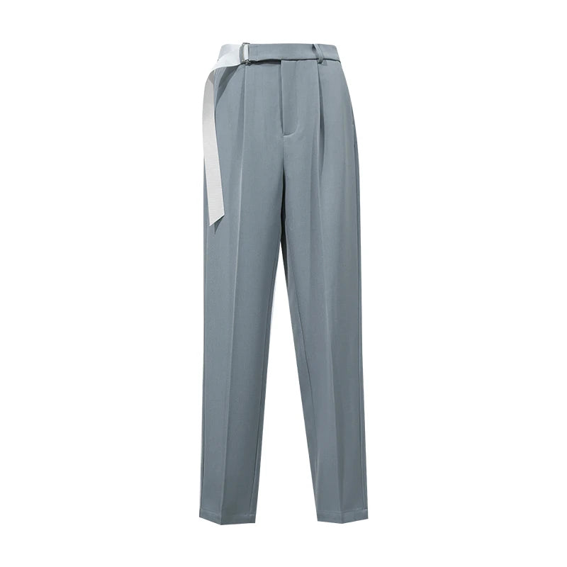 Amii Tapered Pants 2026 Autumn New Color-Contrast Belt Casual Trousers Office Versatile Tailored Fit Ladies Clothing 12613031