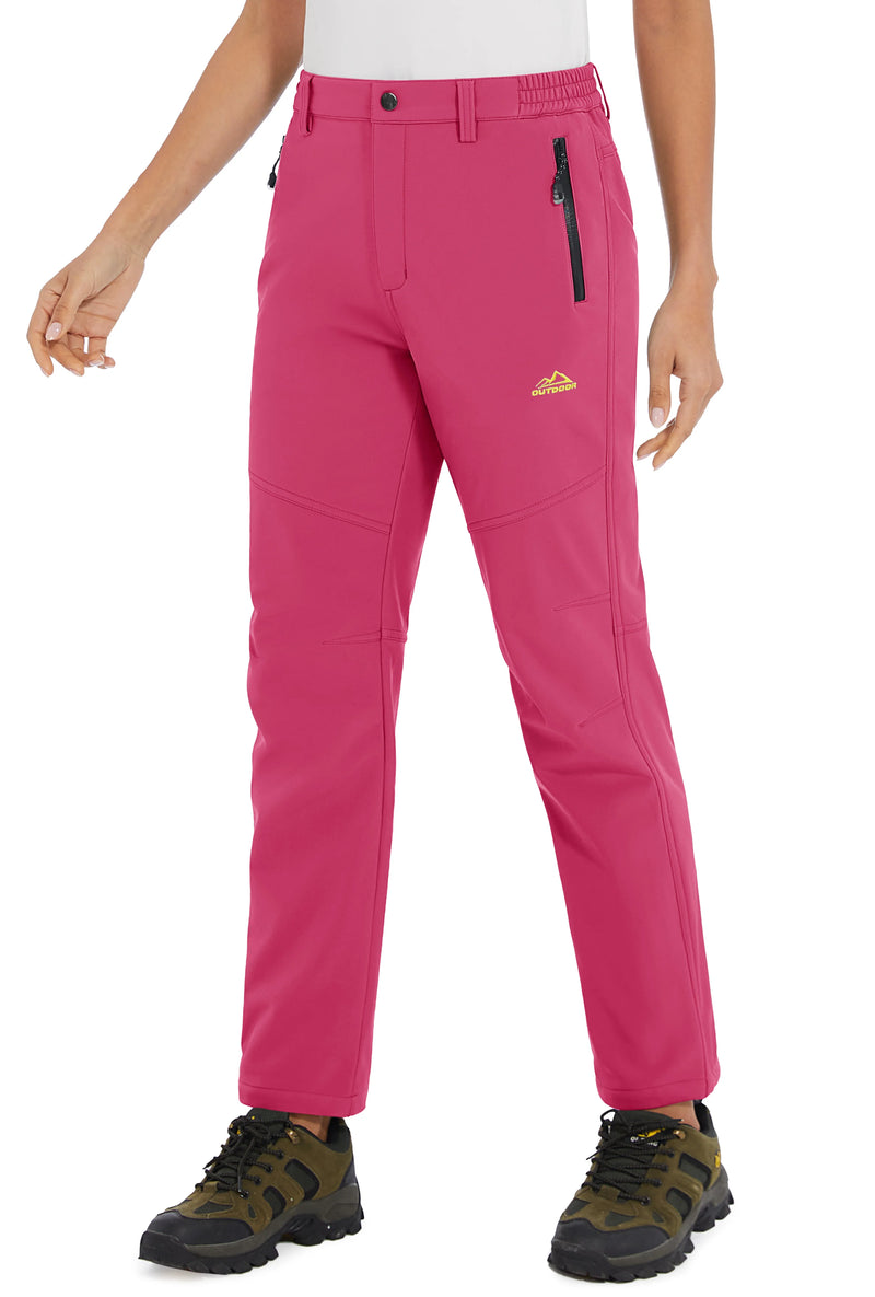 TACVASEN Womens Winter Waterproof pants Fleece Lined  Softshell Trousers With Zipper Pockets Thermal Cargo Outdoor Ski Pants