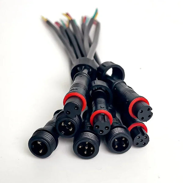 5/20 ដុំ M12 ការពារទឹកជ្រាប 2 3 4 5Pin IP65 ខ្សែភ្ជាប់សម្រាប់បន្ទះ LED Jack ប្រុស និងស្រី ប្រវែង 20 សង់ទីម៉ែត្រ ក្បាលតូច