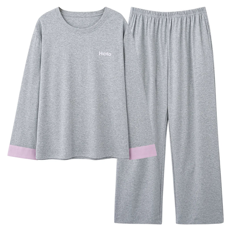 Pyjama Femme New 100% Cotton Sleepwear Women's Pajamas Set Spring Autumn Large Size Pajamas Woman Offer Lounge Home Clothes