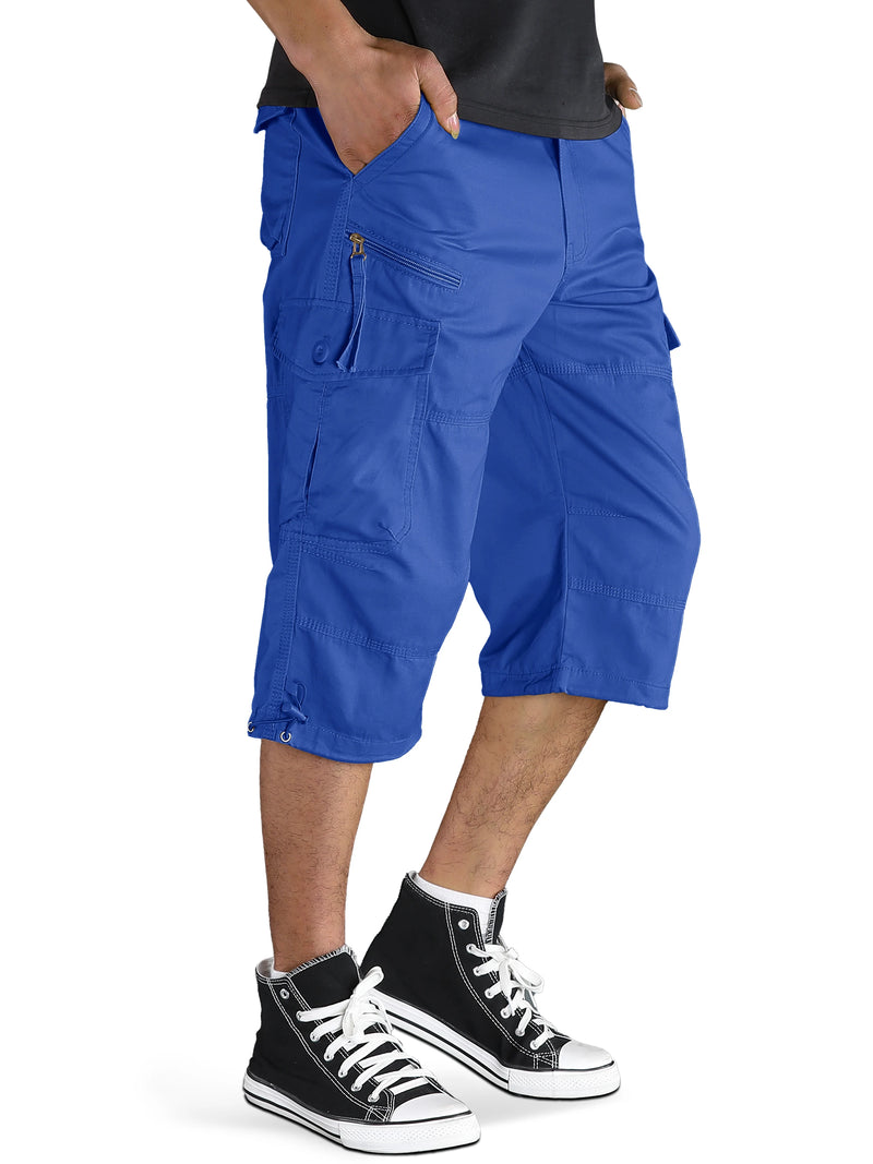 TACVASEN Mens Cargo Below Knee Length 3/4 Long Shorts Summer Breathable Outdoor Capri Pants Twill Work Pants With Multi Pocket