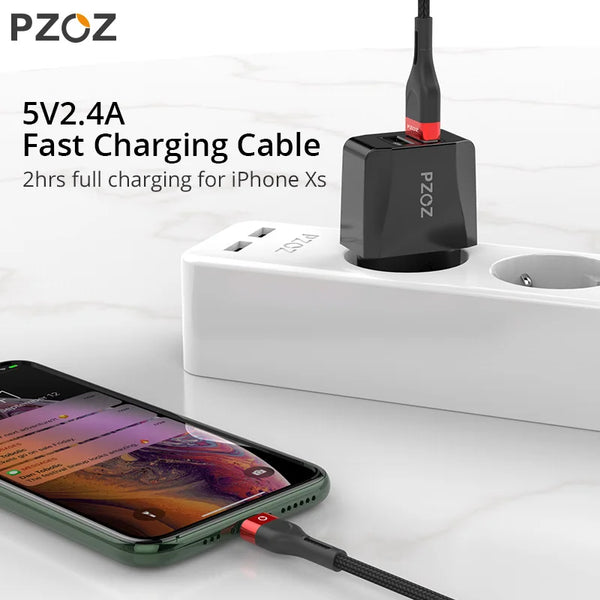 PZOZ 2m 3m USB Cable For iPhone 14 13 12 11 Pro Max  SE X XS 8 7 6 6s Plus 5 5S iPad Air Pro Mini ipad iPhone Fast Charger Cable