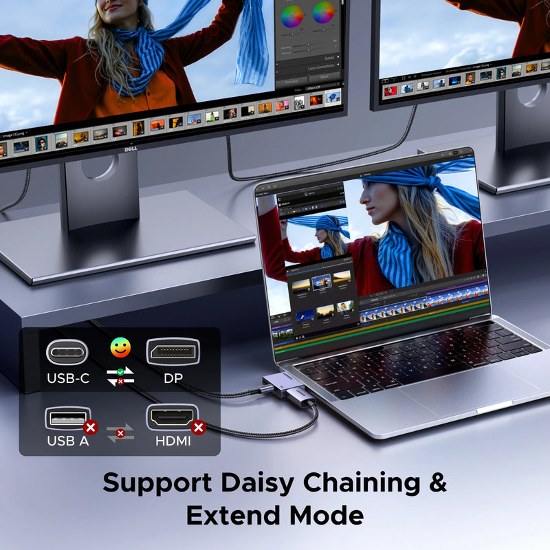 UGREEN 8K 60Hz USB C to DisplayPort 1.4 Adapter Cable 4K@240Hz Thunderbolt 4/3 to Display Port Converter HDR VRR for MacBook pro