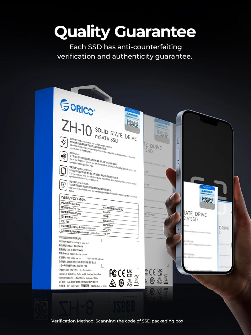 ORICO mSATA SSD SATA III 6Gbps 3D NAND Internal Solid State Drive 128GB 256GB 512GB 1TB 2TB for Laptops Ultrabooks Desktop-ZH10