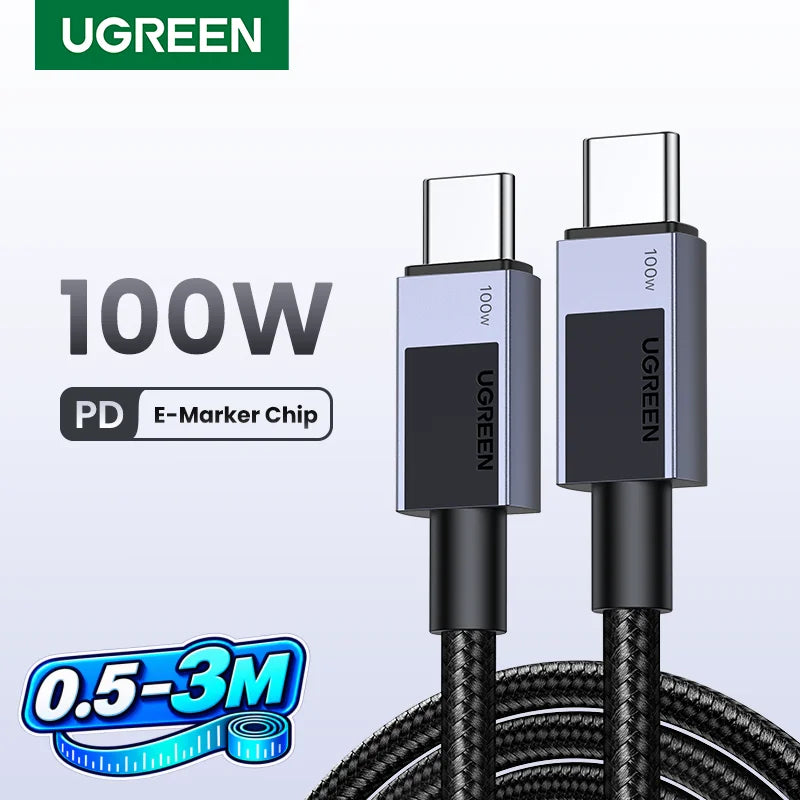 UGREEN USB C to USB Type C 100W Fast Charging For MacBook iPhone 17 16 15 iPad Samsung S25 Xiaomi PD Fast Charging 100W 5A USB C