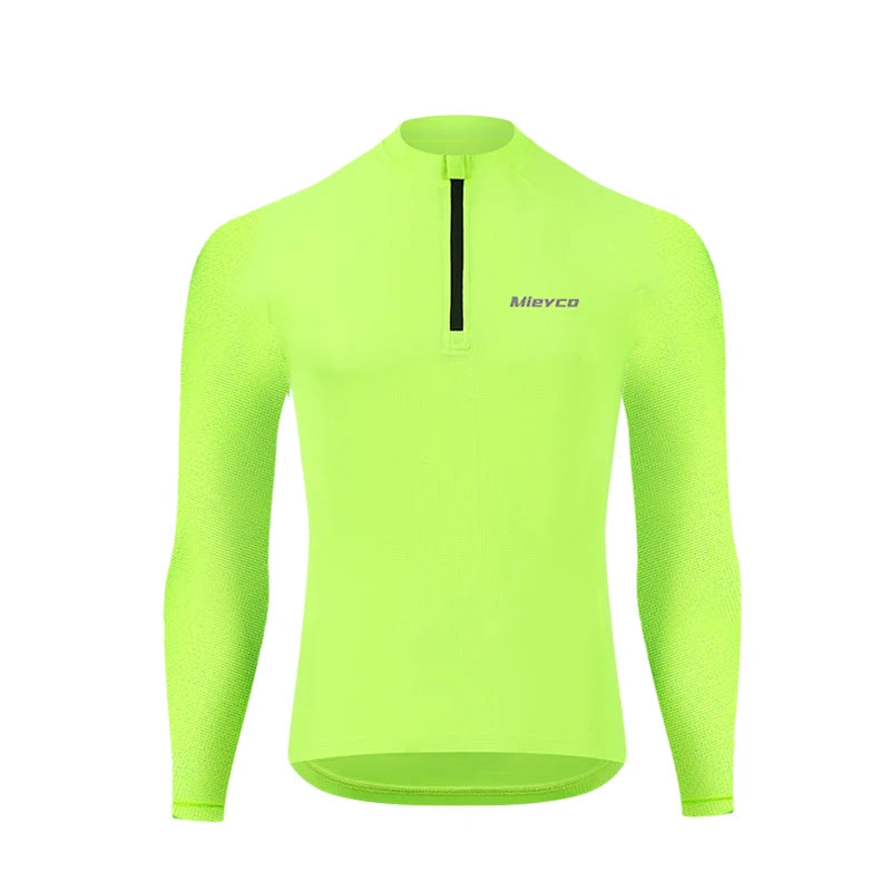 Men's Long Sleeve Reflective Cycling Jersey, Slim Fit Quick Dry Breathable With Rear Pockets for MTB Road Bike Riding Maillot