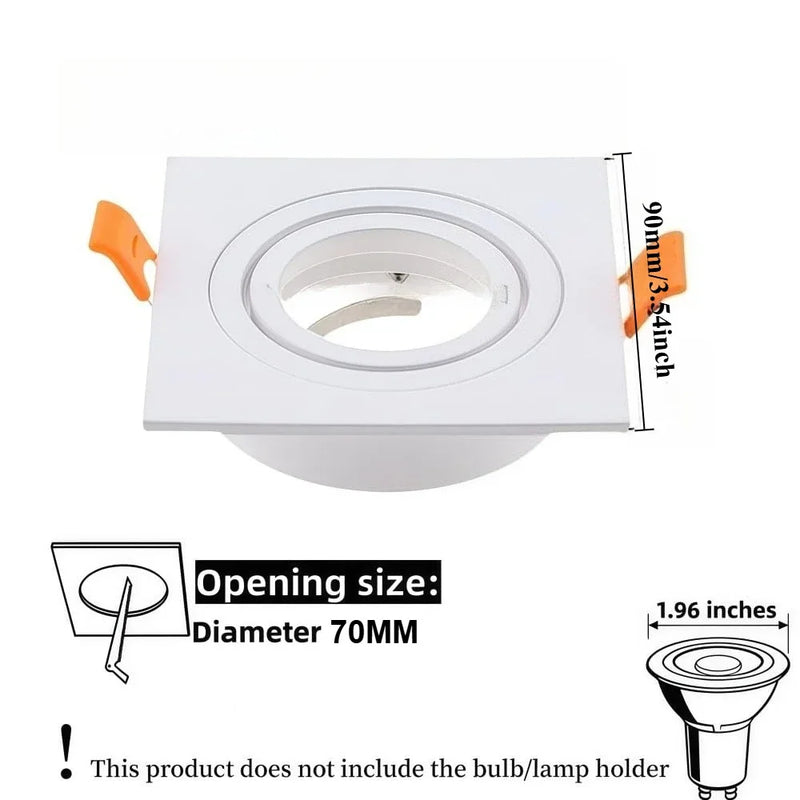 JOYINLED 2/10PCS Black White LED Spotlights Frame Square Fixture Holders Adjustable Downlight Cutout 70mm for MR16 GU10 Bulb