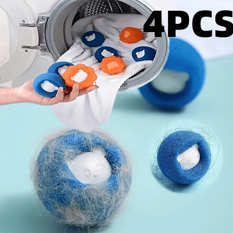 4pcs Reusable Pet Hair Cleaning Balls,Removes Lint And Hair Buildup,for Washing Machines And Dryers,Laundry Room Essential.