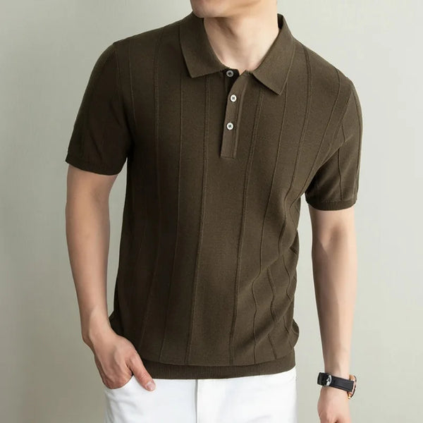 Premium Quality - Men's Linen Blend Polo Shirt - Summer Breathable Short Sleeve Collared Top Trendy Casual Wear for Men