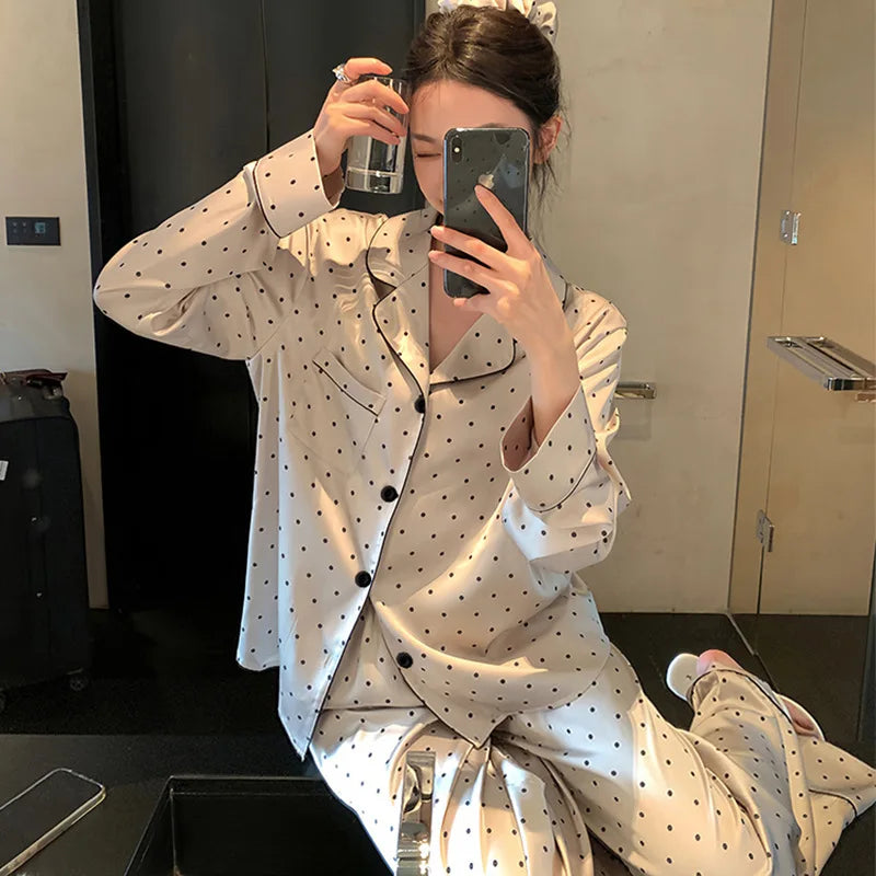 2 Piece Set Pijama Women's Pajamas Set Spring Autumn Long Sleeve Tops Trousers Sleepwear Women Night Clothes Pyjamas Lounge Wear