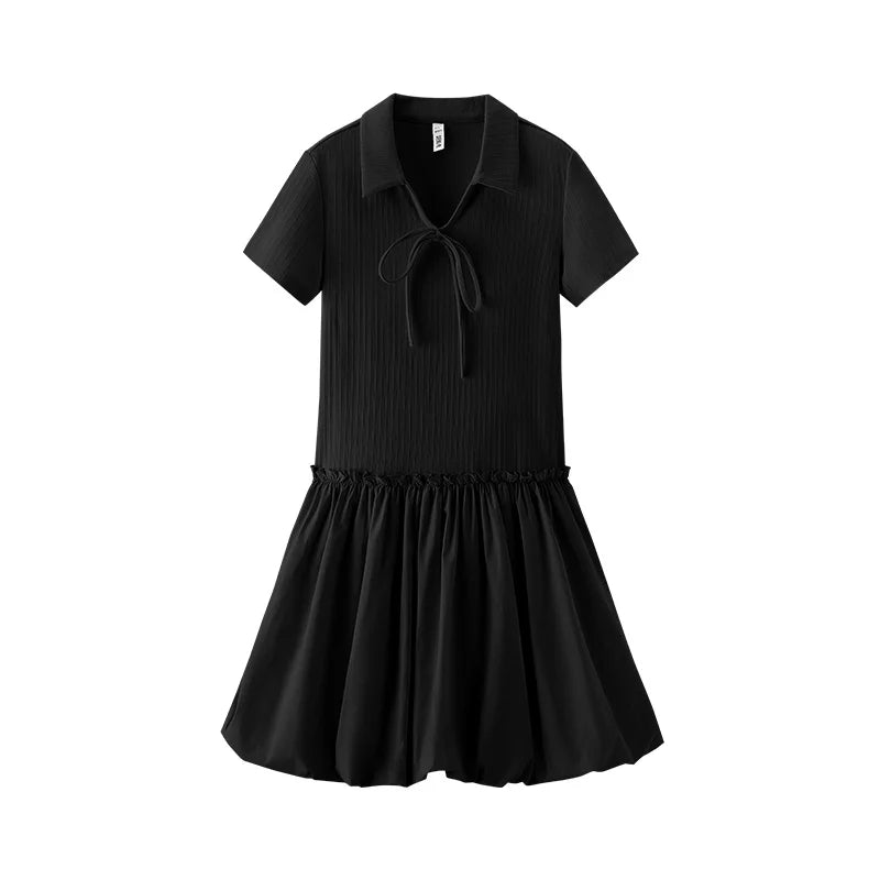 Semir Women Dress Polo Collar Ruffle Spliced Cute Versatile Sweet Bud Mini 2026 Summer Casual Fashion Top