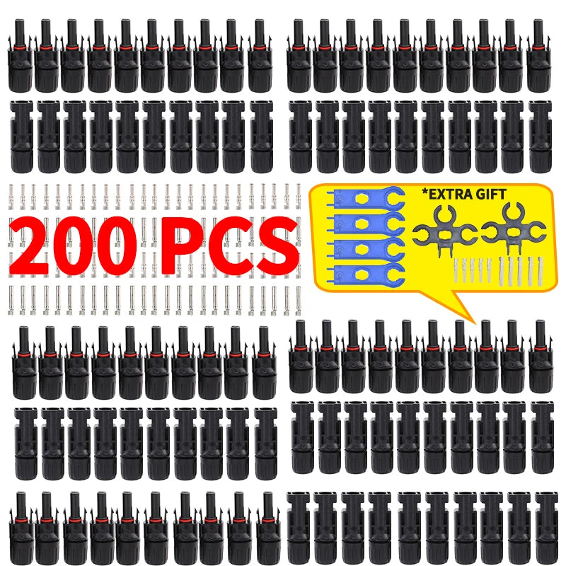 Free shipping 600/400/200/100/10 Pcs DC Solar Connector 1000V30A Panel Stecker Connectors Kit for Cable 2.5/4/6mm2