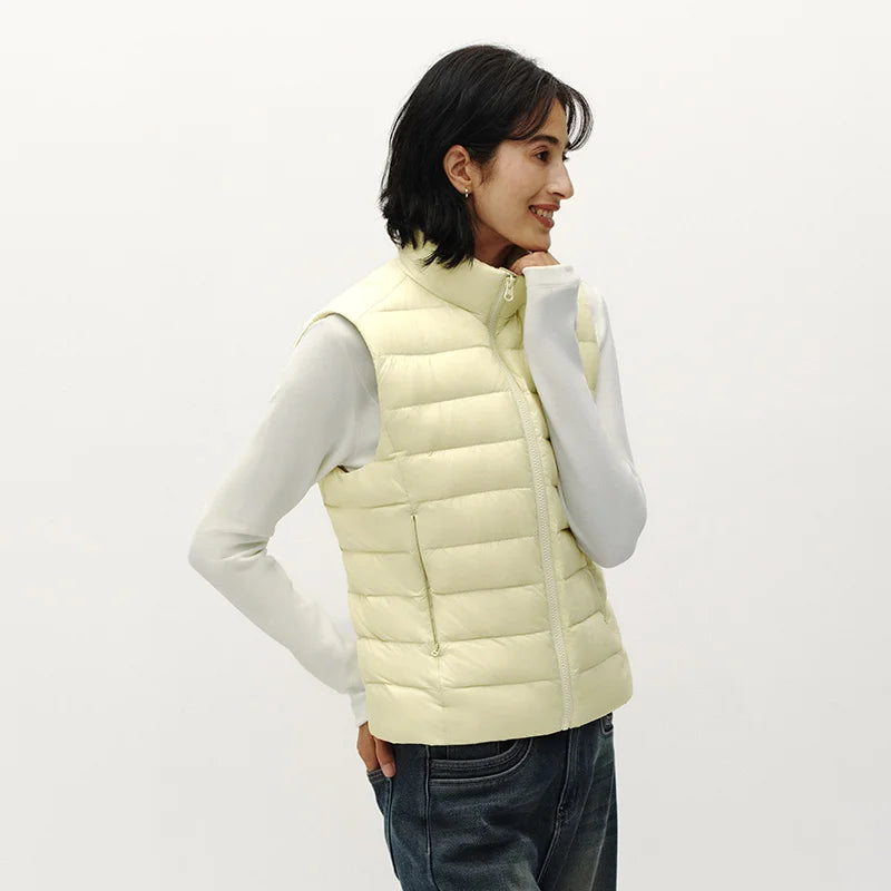 Semir Women Down Vest Thermal Warmth Lightweight 90 Percent Down Fill Slim Fit Stand Collar Layering Solid Color 2026 New