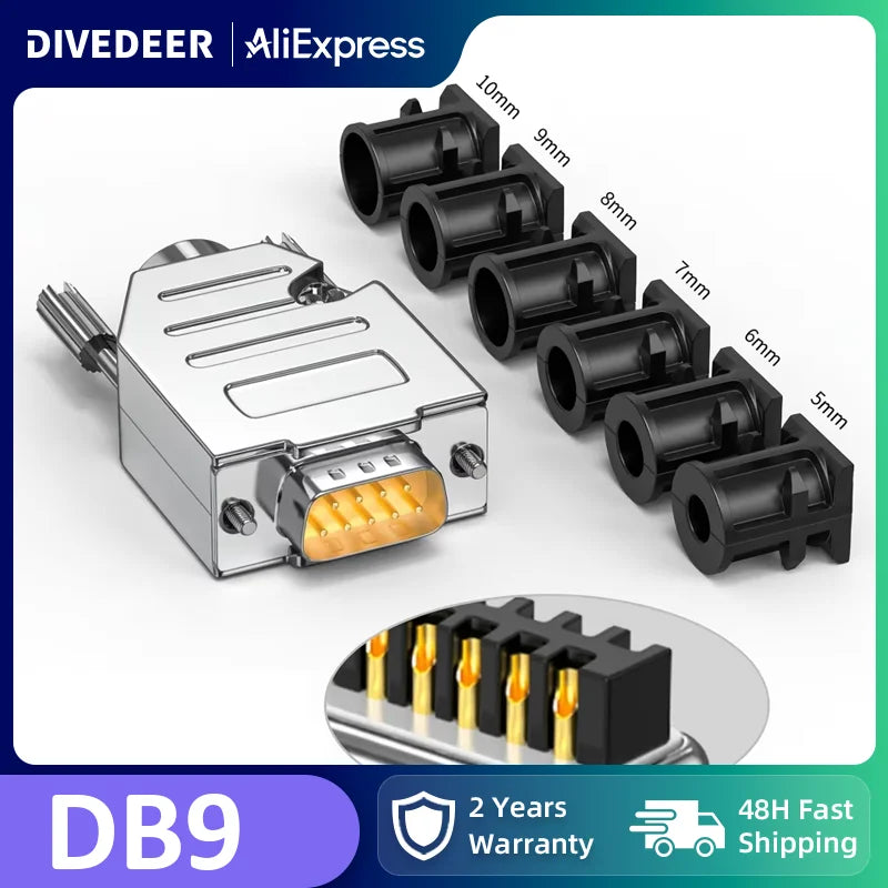 DIVEDEER Industrial DB9 Male & Female Connectors 9-Pin RS232/485 Serial Port COM Adapter Plug