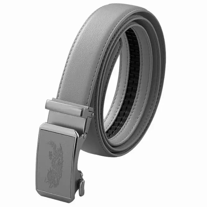2026 New Width 3.0 Cm Gray Belt Women's Fashion Casual Automatic Buckle Belts Men Cow Head Pattern Cinturon Female Waistband
