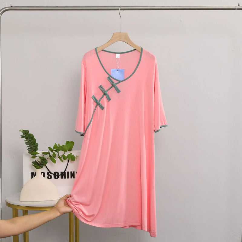 Half-length Sleepwear Women's Nightgowns Loose Comfortable Modal Night Dress Spring Autumn Nightwear Shirt Casual Homewear