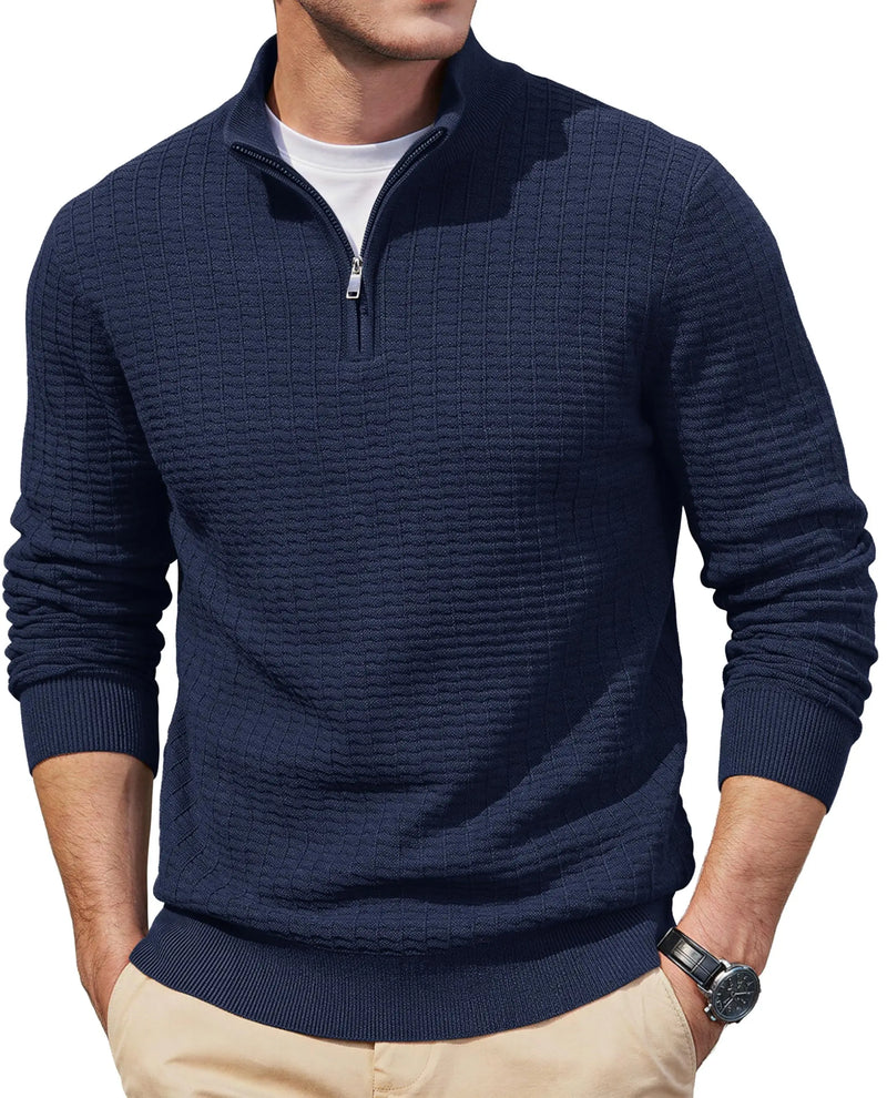 TACVASEN Men's Winter Quarter Zip Knitted Sweater Soft Pill proof Long Sleeve Sweaters Winter And Autumn Warm Pullover Sweaters