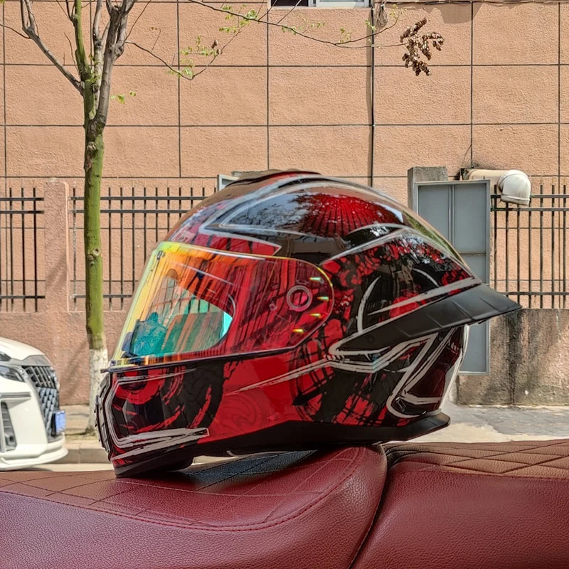 Virtue Motorcycle Helmet Men and Women Summer DOT Anti-fog ECE Helmet Full Cover Four Seasons Universal Winter Warm Personality