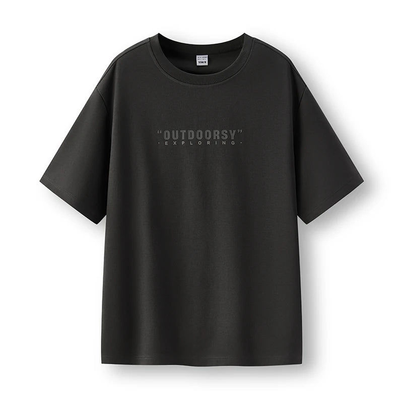 Semir Men Tshirt Letter 2026 Print Knitted Loose Fit Crew Neck Urban Casual Everyday Style Soft Comfortable Daily Wear