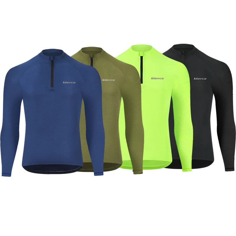 Men's Long Sleeve Reflective Cycling Jersey, Slim Fit Quick Dry Breathable With Rear Pockets for MTB Road Bike Riding Maillot