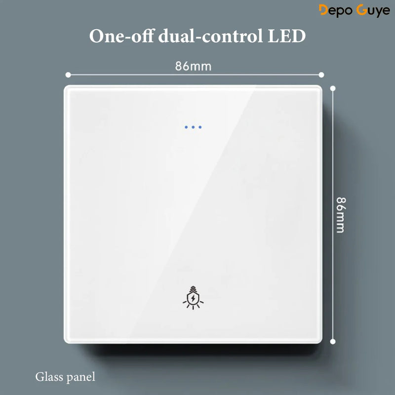 White UK 230V Tempered Glass Touch Light Switch Socket LED Wall Panel Smart Home Switches Socket Manufacturer Wholesale Supplier