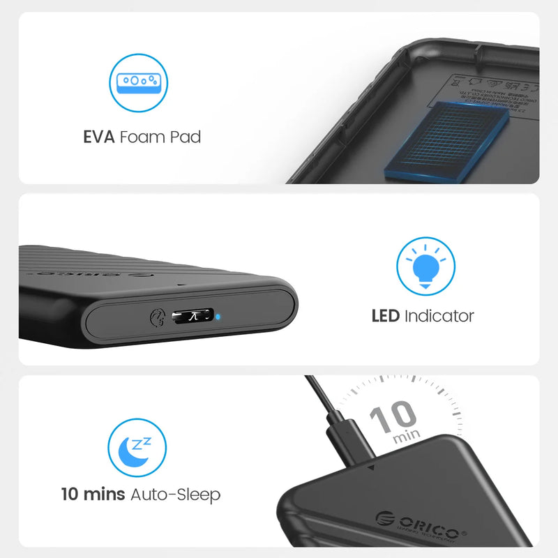 ORICO MicroB USB3.0 2.5" External Storage HDD Case SATA 5Gbps HDD SSD Hard Drive Enclosure Support UASP for PC Laptop