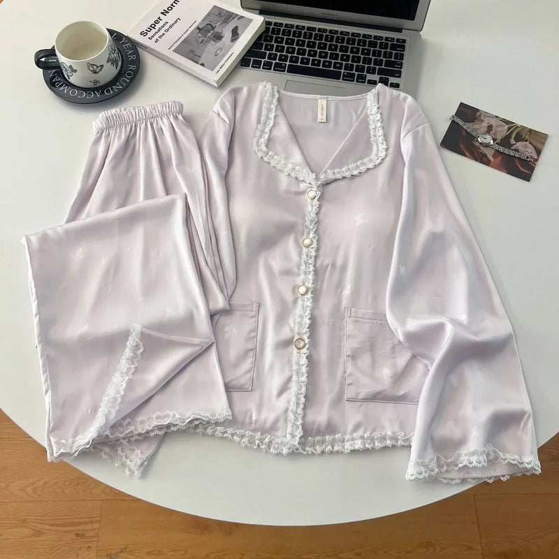 New Spring Autumn Pajama Sets For Women Soft 2 Piece Pyjamas Homewear Long Sleeve Sleepwear For Sleeping Loungewear Suit Pijama