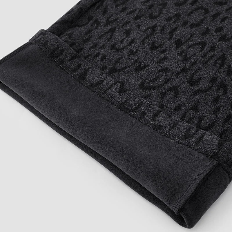 Semir Women Pants Fleece Lined Leopard Print Loose Fit Wide Leg Elastic Waist Street Style Retro Style 2026 Winter Full Length