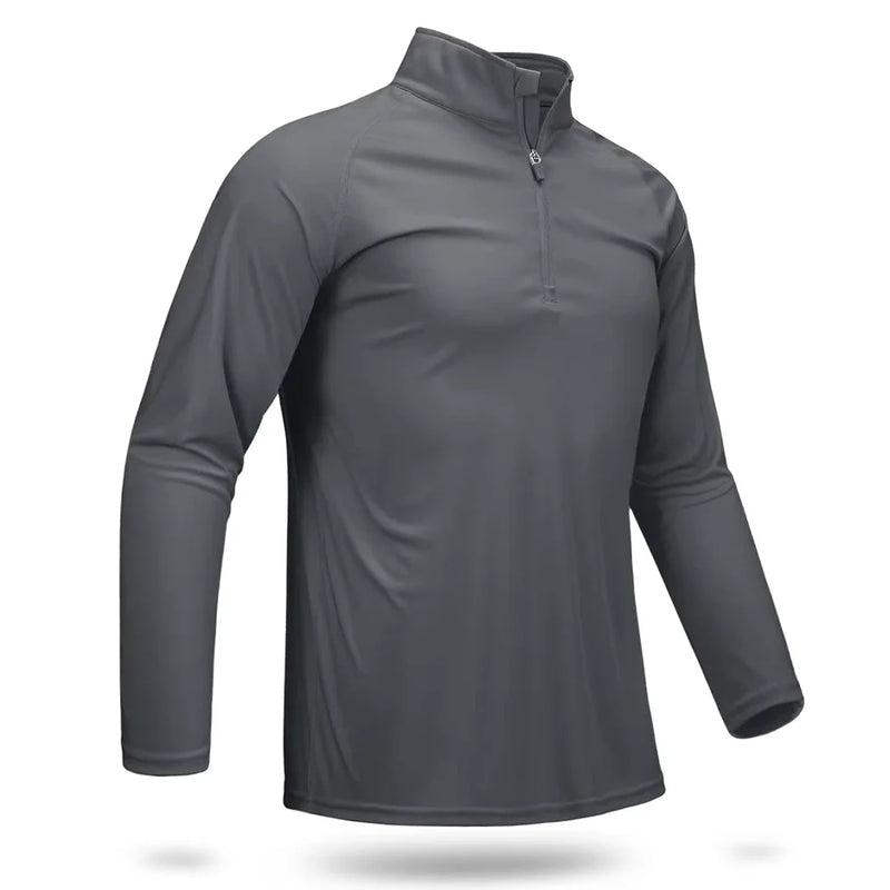 TACVASEN UPF 50+ T-shirts Men's 1/4 Zip UV Protection Long Sleeve T Shirts Fishing Hiking Performance Tee Shirts Pullover Tops